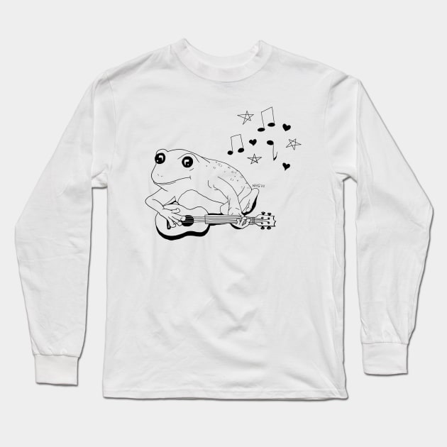 Ukulele Frog Long Sleeve T-Shirt by Natalie Gilbert